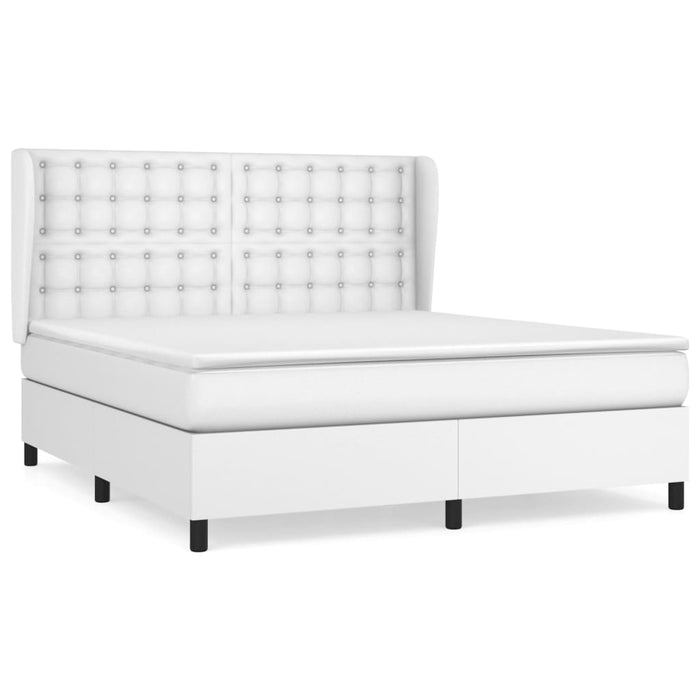 Pat box spring cu saltea, alb, 180x200 cm, piele ecologică WALTI