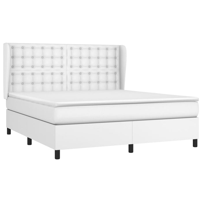 Pat box spring cu saltea, alb, 180x200 cm, piele ecologică WALTI