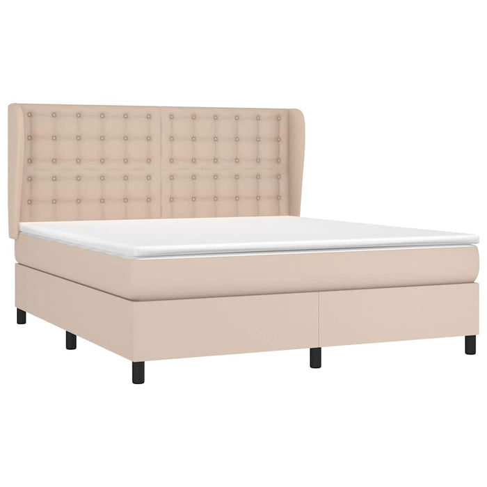 Pat box spring cu saltea, cappuccino, 180x200cm piele ecologică WALTI