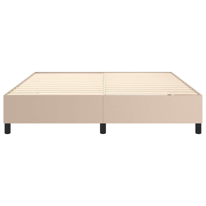 Pat box spring cu saltea, cappuccino, 180x200cm piele ecologică WALTI