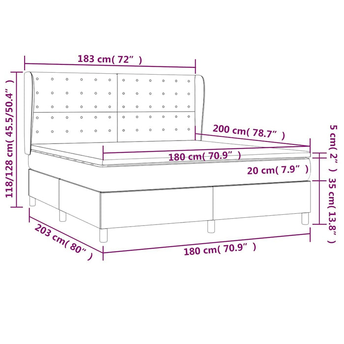 Pat box spring cu saltea, cappuccino, 180x200cm piele ecologică WALTI