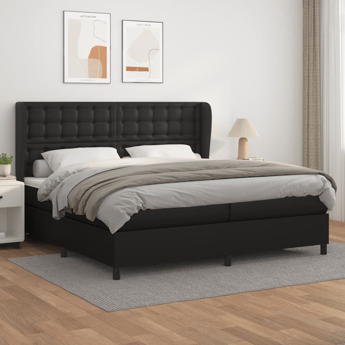 Pat box spring cu saltea, negru, 200x200 cm, piele ecologică - WALTI WALTI