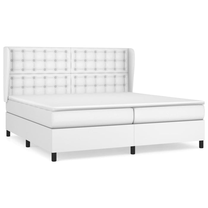 Pat box spring cu saltea, alb, 200x200 cm, piele ecologică - WALTI WALTI