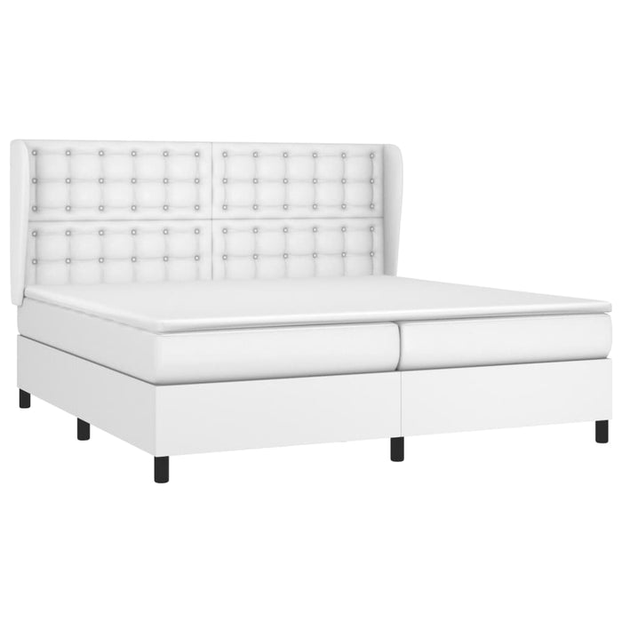 Pat box spring cu saltea, alb, 200x200 cm, piele ecologică - WALTI WALTI