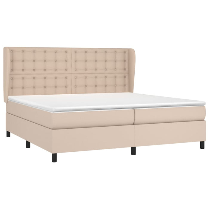 Pat continental cu saltea, cappuccino, 200x200 cm, piele eco WALTI