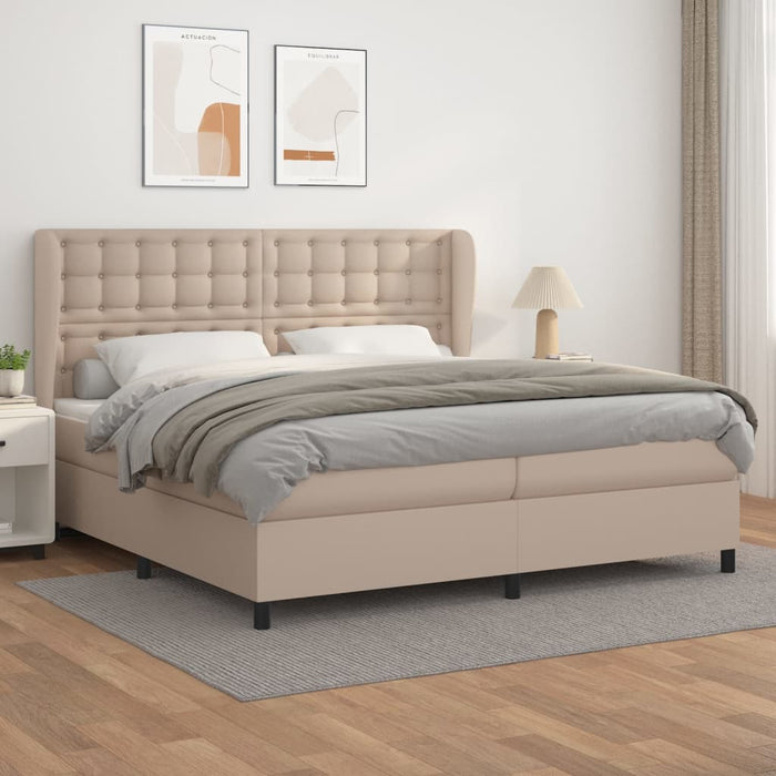 Pat continental cu saltea, cappuccino, 200x200 cm, piele eco WALTI