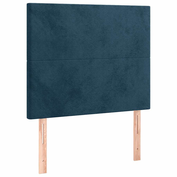 Pat box spring cu saltea, albastru închis, 90x190 cm, catifea - WALTI WALTI