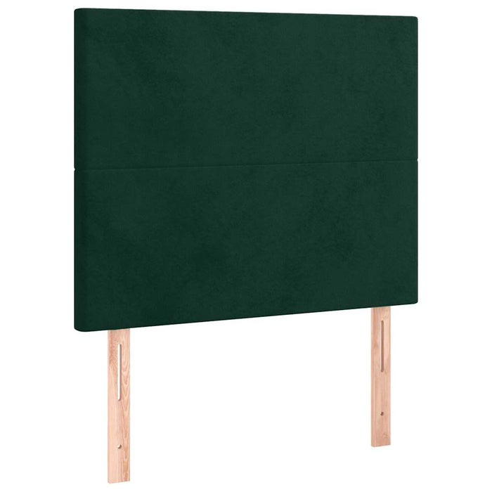 Pat box spring cu saltea, verde închis, 90x200 cm, catifea WALTI