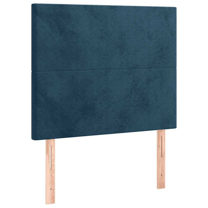 Pat box spring cu saltea, albastru închis, 90x200 cm, catifea WALTI