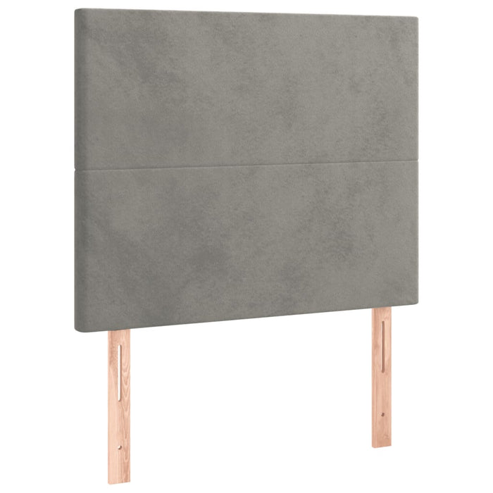 Pat box spring cu saltea, gri deschis, 100x200 cm, catifea - WALTI WALTI