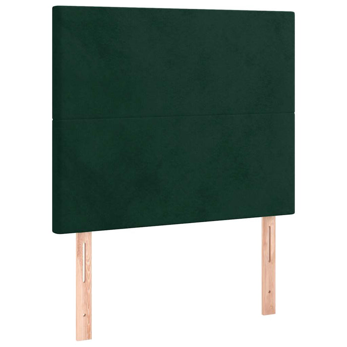 Pat box spring cu saltea, verde închis, 100x200 cm, catifea WALTI