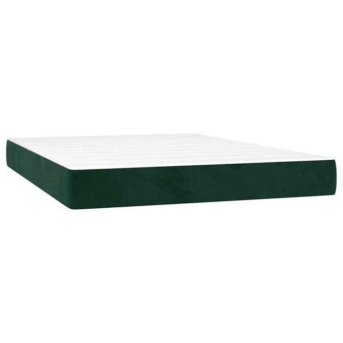 Pat box spring cu saltea, verde închis, 140x190 cm, catifea WALTI