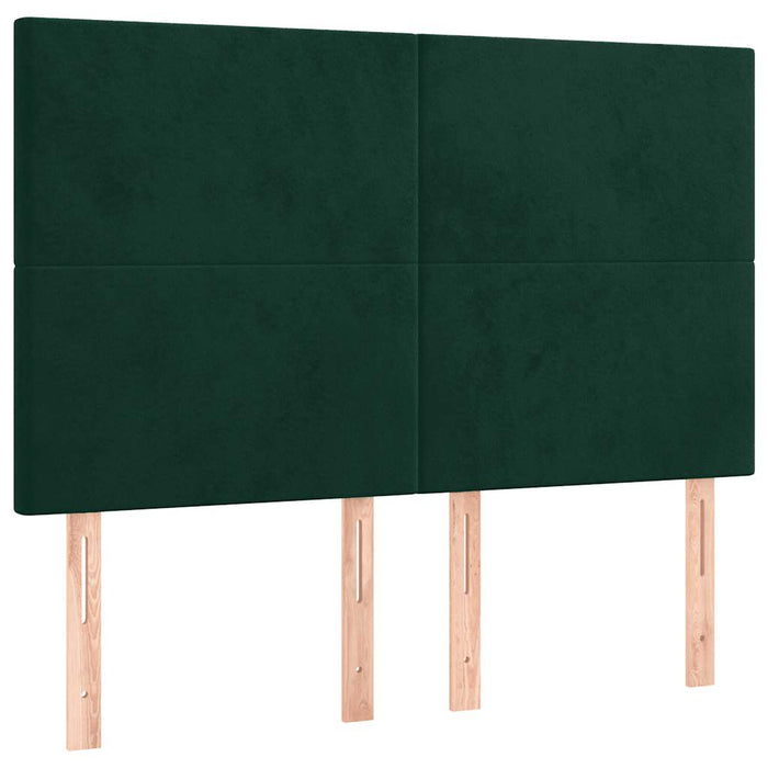 Pat box spring cu saltea, verde închis, 140x190 cm, catifea WALTI