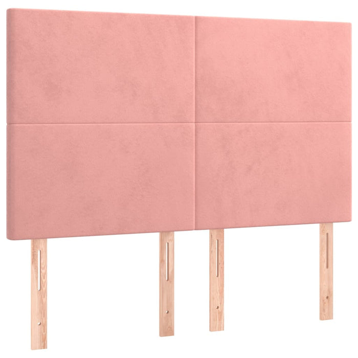 Pat box spring cu saltea, roz, 140x190 cm, catifea WALTI