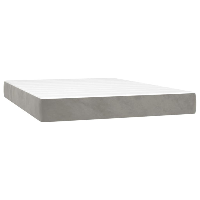 Pat box spring cu saltea, gri deschis, 140x200 cm, catifea - WALTI WALTI