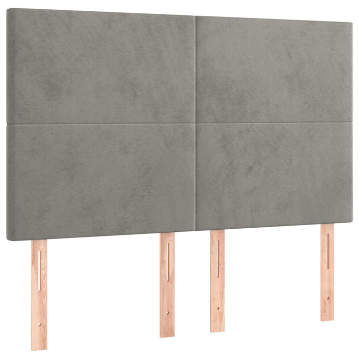 Pat box spring cu saltea, gri deschis, 140x200 cm, catifea - WALTI WALTI