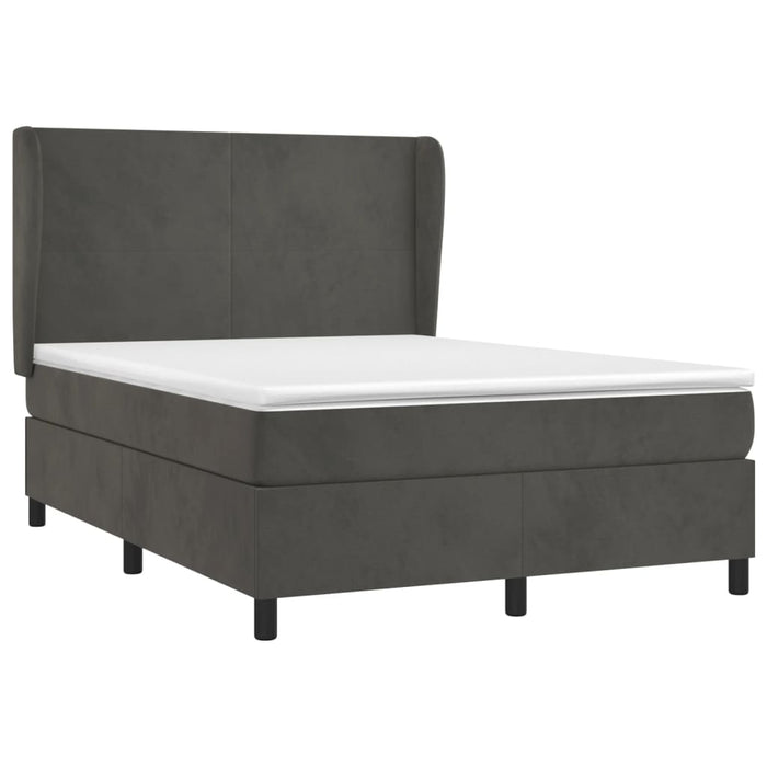 Pat box spring cu saltea, gri închis, 140x200 cm, catifea - WALTI WALTI