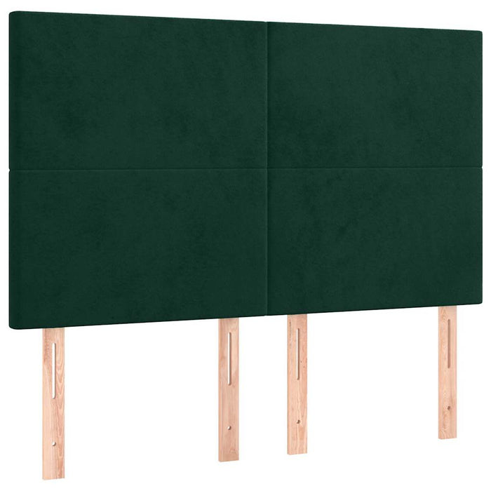 Pat box spring cu saltea, verde închis, 140x200 cm, catifea WALTI