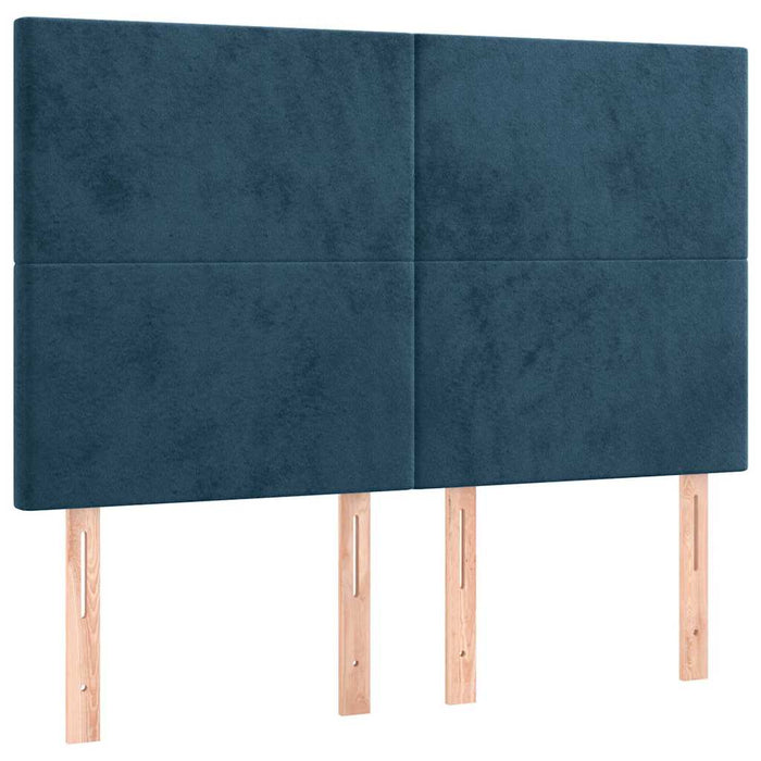 Pat box spring cu saltea, albastru închis, 140x200 cm, catifea - WALTI WALTI