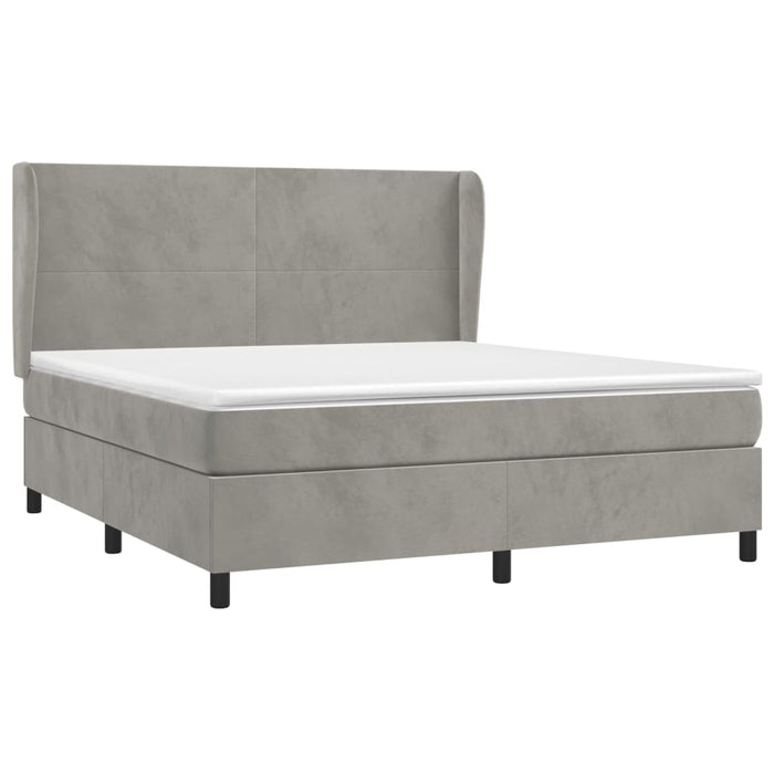 Pat box spring cu saltea, gri deschis, 160x200 cm, catifea - WALTI WALTI