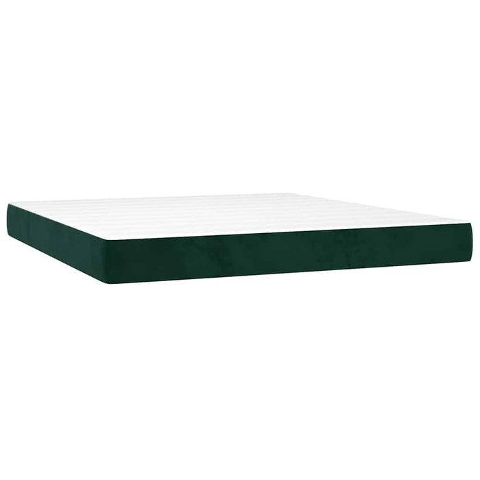 Pat box spring cu saltea, verde închis, 160x200 cm, catifea WALTI