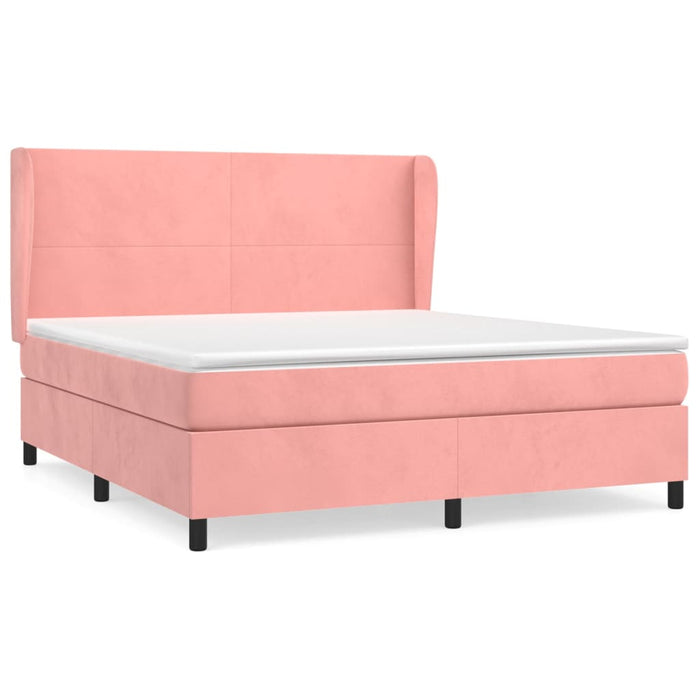 Pat box spring cu saltea, roz, 160x200 cm, catifea - WALTI WALTI