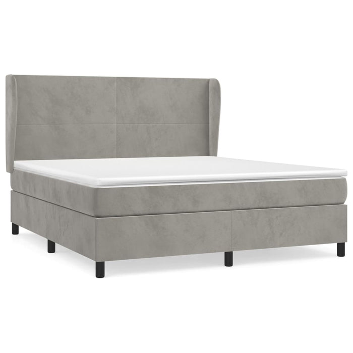 Pat box spring cu saltea, gri deschis, 180x200 cm, catifea - WALTI WALTI