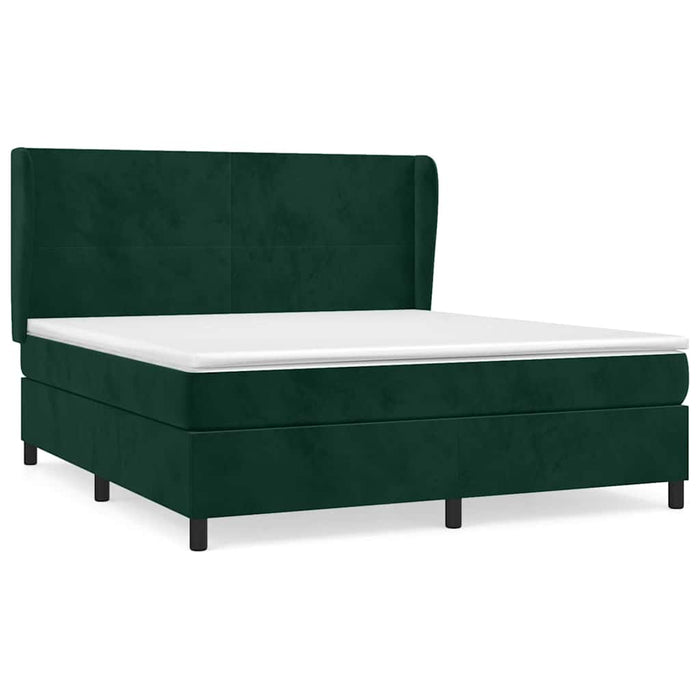 Pat box spring cu saltea, verde închis, 180x200 cm, catifea WALTI