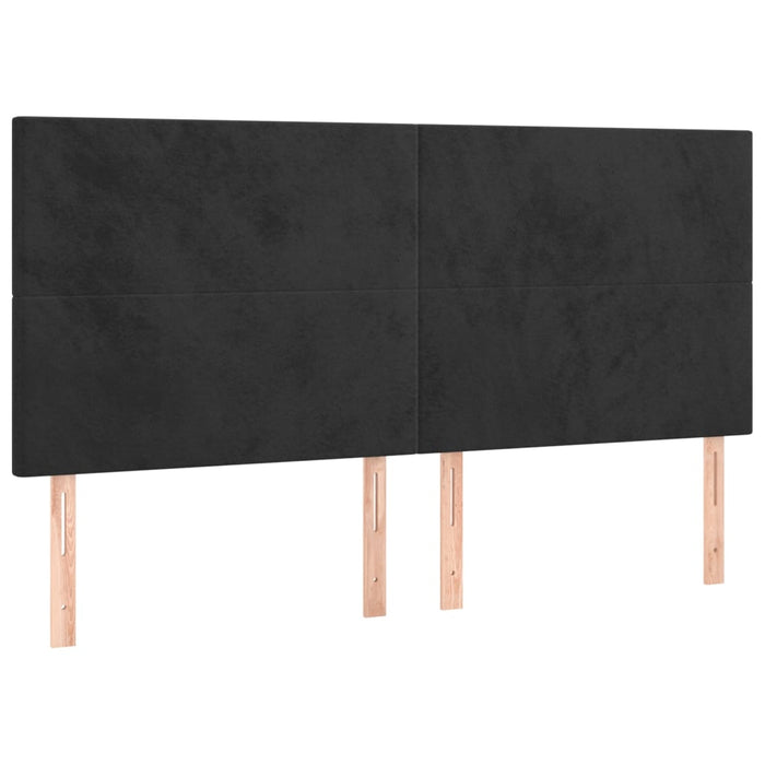 Pat box spring cu saltea, negru, 200x200 cm, catifea WALTI