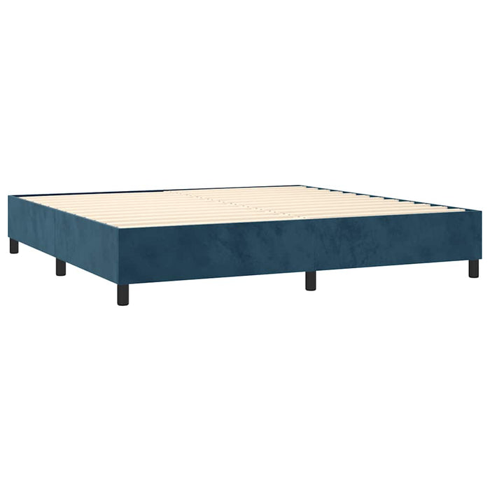 Pat box spring cu saltea, albastru închis, 200x200 cm, catifea - WALTI WALTI