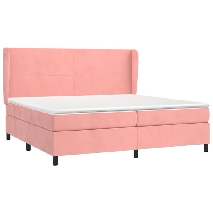 Pat box spring cu saltea, roz, 200x200 cm, catifea - WALTI WALTI