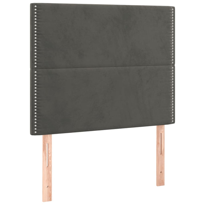 Pat box spring cu saltea, gri închis, 80x200 cm, catifea WALTI