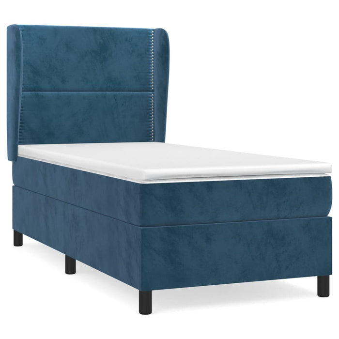 Pat box spring cu saltea, albastru închis, 80x200 cm, catifea - WALTI WALTI
