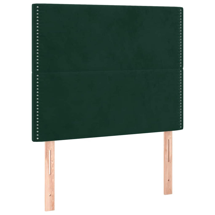 Pat box spring cu saltea, verde închis, 90x190 cm, catifea WALTI