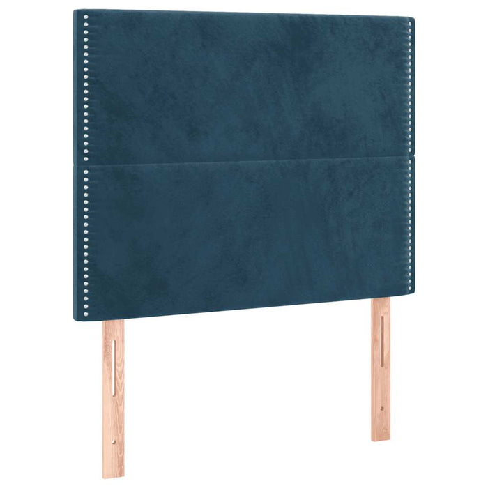 Pat box spring cu saltea, albastru închis, 90x190 cm, catifea - WALTI WALTI