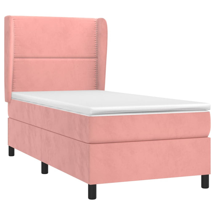 Pat box spring cu saltea, roz, 100x200 cm, catifea - WALTI WALTI