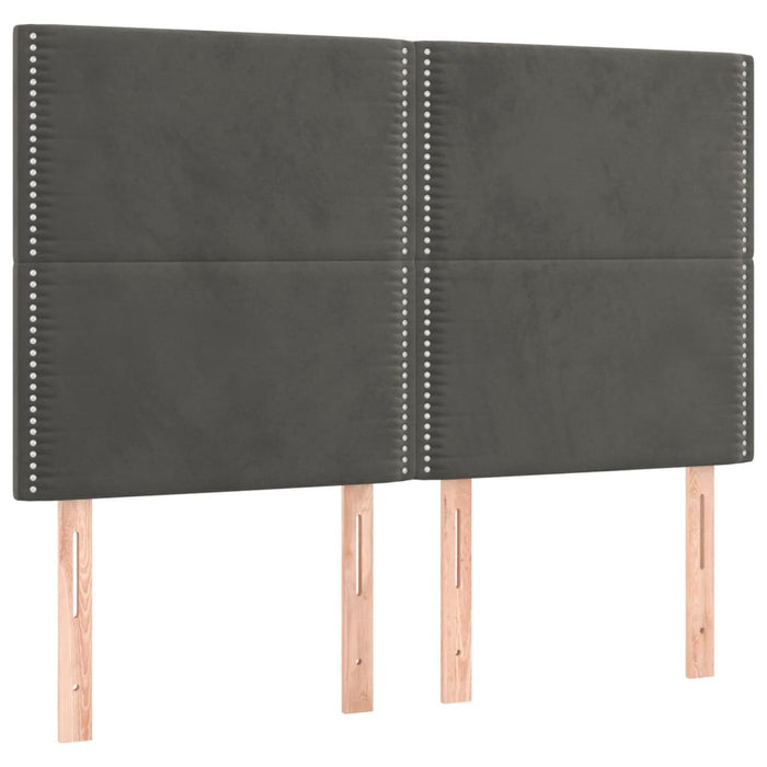 Pat box spring cu saltea, gri închis, 140x190 cm, catifea - WALTI WALTI