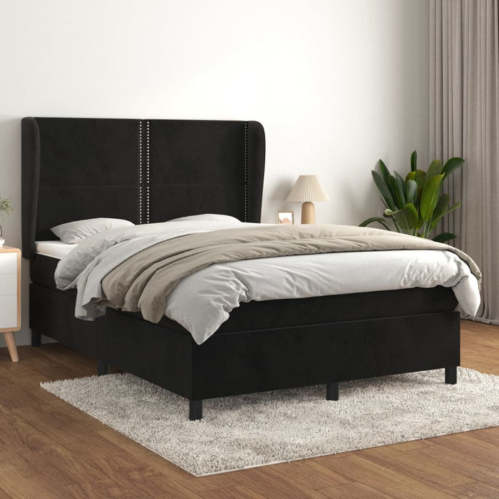 Pat box spring cu saltea, negru, 140x190 cm, catifea - WALTI WALTI