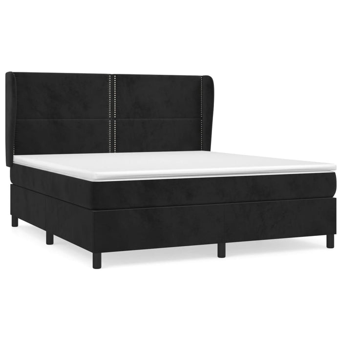 Pat box spring cu saltea, negru, 160x200 cm, catifea - WALTI WALTI