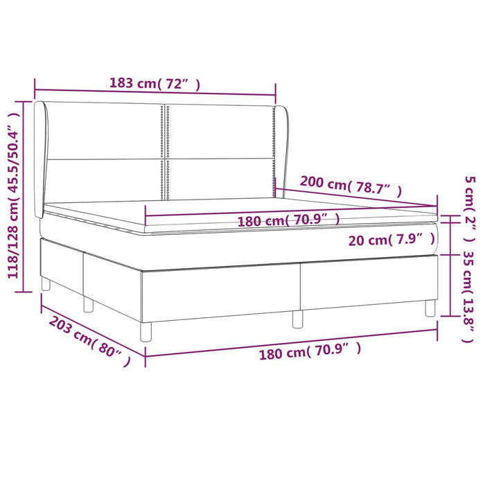Pat box spring cu saltea, negru, 180x200 cm, catifea - WALTI WALTI