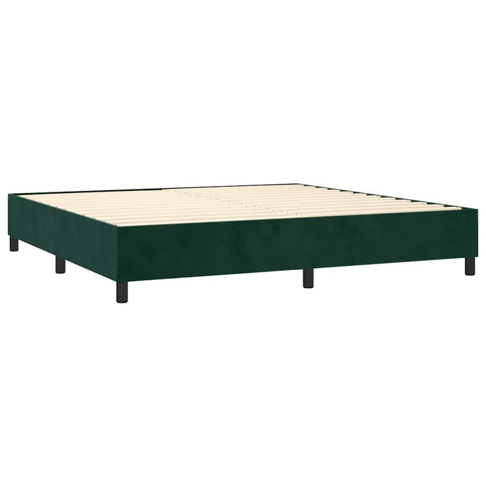 Pat box spring cu saltea, verde închis, 200x200 cm, catifea WALTI