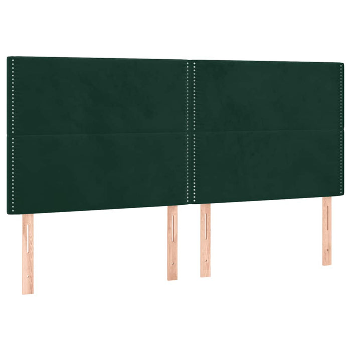 Pat box spring cu saltea, verde închis, 200x200 cm, catifea WALTI