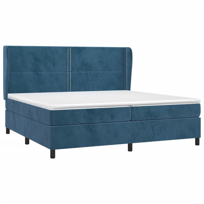 Pat box spring cu saltea, albastru închis, 200x200 cm, catifea - WALTI WALTI