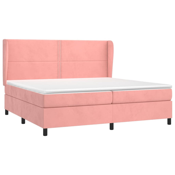 Pat box spring cu saltea, roz, 200x200 cm, catifea - WALTI WALTI
