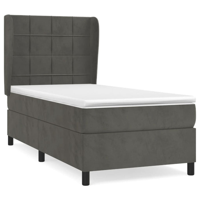 Pat box spring cu saltea, gri închis, 80x200 cm, catifea - WALTI WALTI