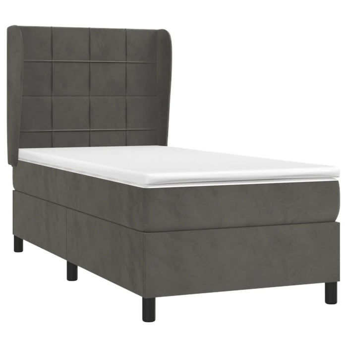 Pat box spring cu saltea, gri închis, 80x200 cm, catifea - WALTI WALTI