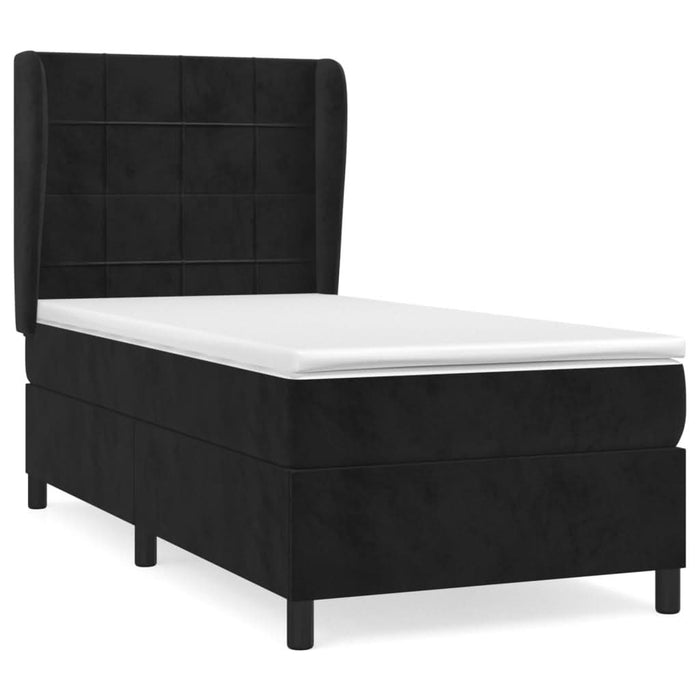 Pat box spring cu saltea, negru, 90x200 cm, catifea - WALTI WALTI