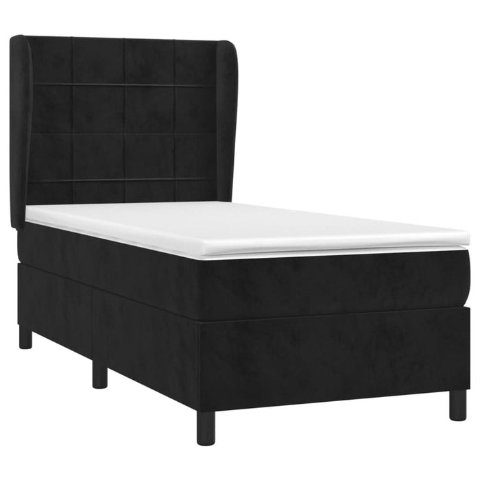 Pat box spring cu saltea, negru, 90x200 cm, catifea - WALTI WALTI