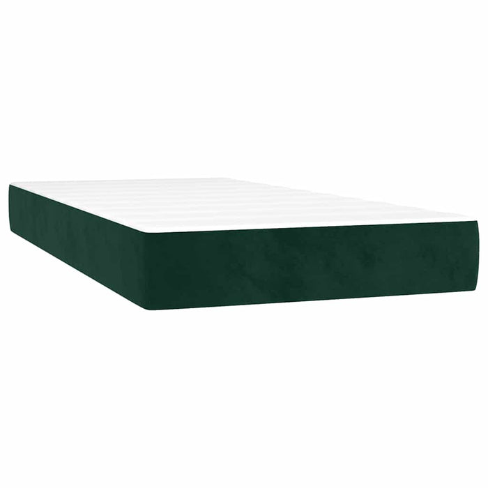 Pat box spring cu saltea, verde închis, 90x200 cm, catifea WALTI