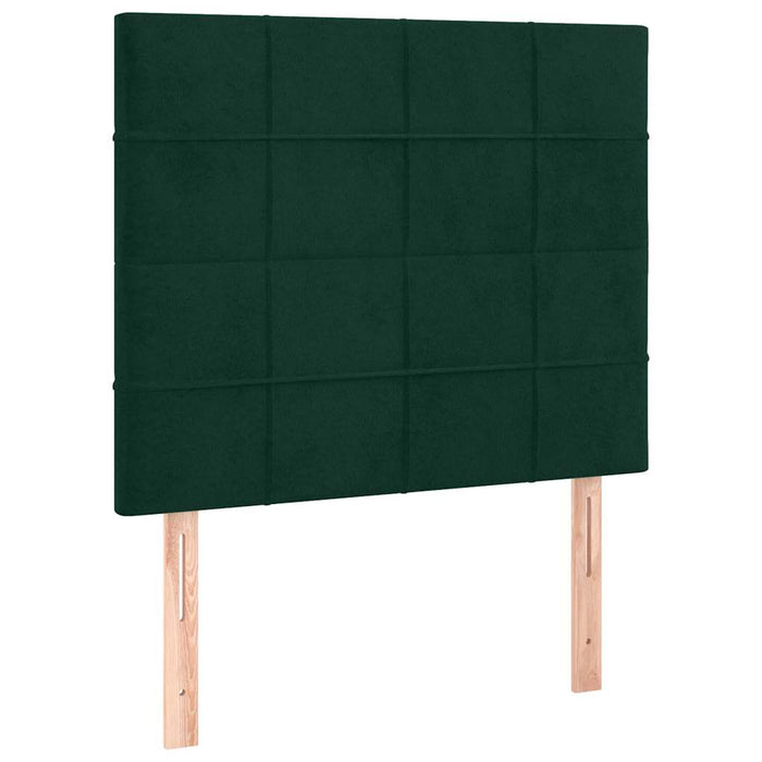 Pat box spring cu saltea, verde închis, 90x200 cm, catifea WALTI